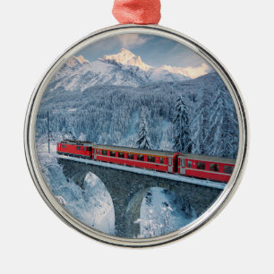 Eis und Schnee Red Bernina Express Zug Schweiz Ornament Aus Metall