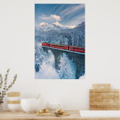 Eis und Schnee | Red Bernina Express Zug Schweiz Poster (Küche)
