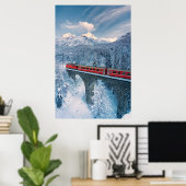 Eis und Schnee | Red Bernina Express Zug Schweiz Poster (Heimbüro)