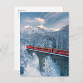 Eis und Schnee | Red Bernina Express Zug Schweiz Postkarte (Vorne/Hinten)