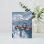 Eis und Schnee | Red Bernina Express Zug Schweiz Postkarte (Stehend Vorderseite)