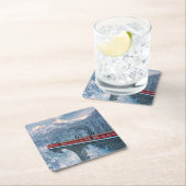 Eis und Schnee | Red Bernina Express Zug Schweiz Rechteckiger Pappuntersetzer (Vor Ort)