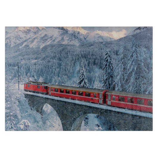 Eis und Schnee | Red Bernina Express Zug Schweiz Schneidebrett (Vorderseite)