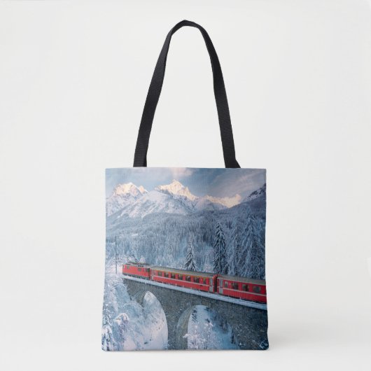 Eis und Schnee | Red Bernina Express Zug Schweiz Tasche (Vorderseite)