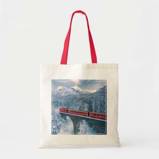 Eis und Schnee | Red Bernina Express Zug Schweiz Tragetasche (Vorne)