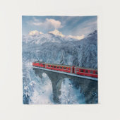Eis und Schnee | Red Bernina Express Zug Schweiz Wandteppich (Vorderseite)