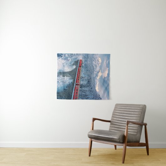 Eis und Schnee | Red Bernina Express Zug Schweiz Wandteppich (Beispiel (Horizontal))