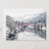 Eis und Schnee | Rote Brücke im Winter, Japan Dankeskarte (Vorderseite)