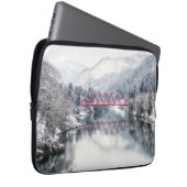 Eis und Schnee | Rote Brücke im Winter, Japan Laptopschutzhülle (Vorne Rechts)