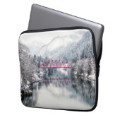 Eis und Schnee | Rote Brücke im Winter, Japan Laptopschutzhülle (Vorderseite Links)