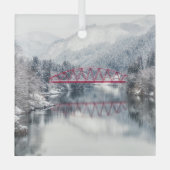 Eis und Schnee | Rote Brücke im Winter, Japan Ornament Aus Glas (Vorderseite)