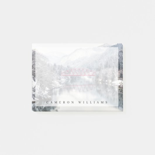 Eis und Schnee | Rote Brücke im Winter, Japan Post-it Klebezettel (Vorderseite)