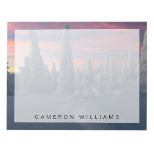 Eis und Schnee   Schneebedeckte Bäume, Lappland, F Notizblock