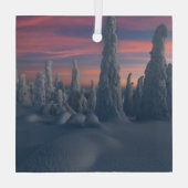 Eis und Schnee | Schneebedeckte Bäume, Lappland, F Ornament Aus Glas (Rückseite)