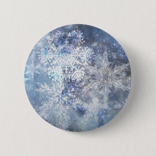 Eis und Schnee Textured Blue Weihnachtsmuster Button (Vorderseite)