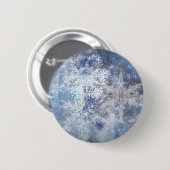 Eis und Schnee Textured Blue Weihnachtsmuster Button (Vorne & Hinten)