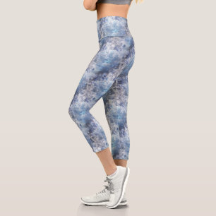 Eis und Schnee Textured Blue Weihnachtsmuster Capri Leggings