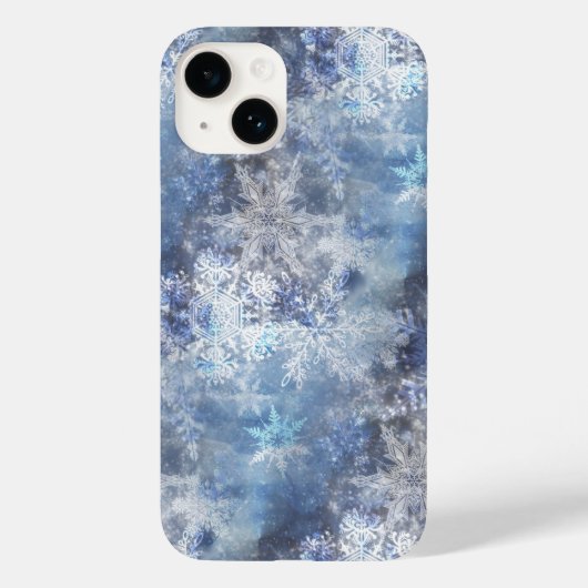 Eis und Schnee Textured Blue Weihnachtsmuster Case-Mate iPhone Hülle (Rückseite)