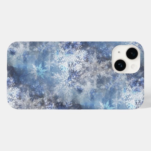 Eis und Schnee Textured Blue Weihnachtsmuster Case-Mate iPhone Hülle (Rückseite (Horizontal))