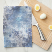 Eis und Schnee Textured Blue Weihnachtsmuster Geschirrtuch (Viertel Falte)