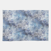 Eis und Schnee Textured Blue Weihnachtsmuster Geschirrtuch (Horizontal)