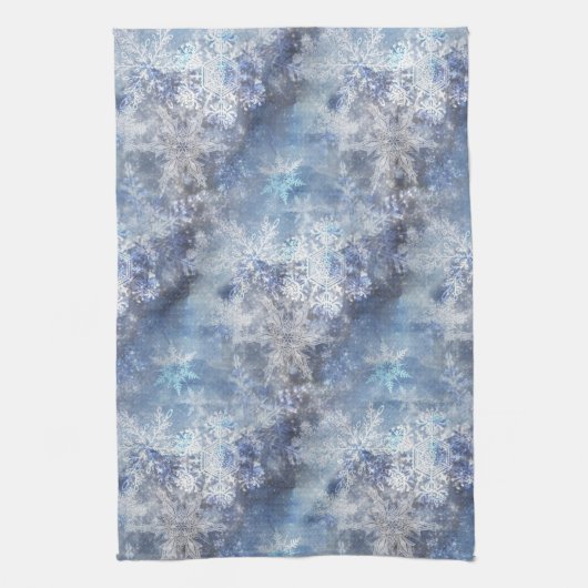 Eis und Schnee Textured Blue Weihnachtsmuster Geschirrtuch (Vertikal)