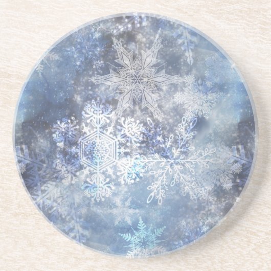 Eis und Schnee Textured Blue Weihnachtsmuster Getränkeuntersetzer (Vorne)