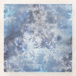 Eis und Schnee Textured Blue Weihnachtsmuster Glasuntersetzer