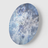 Eis und Schnee Textured Blue Weihnachtsmuster Große Wanduhr (Winkel)