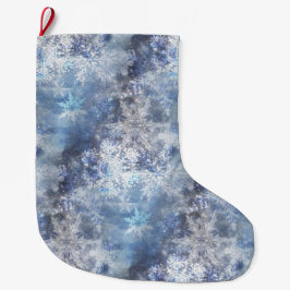 Eis und Schnee Textured Blue Weihnachtsmuster Großer Weihnachtsstrumpf