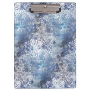 Eis und Schnee Textured Blue Weihnachtsmuster Klemmbrett