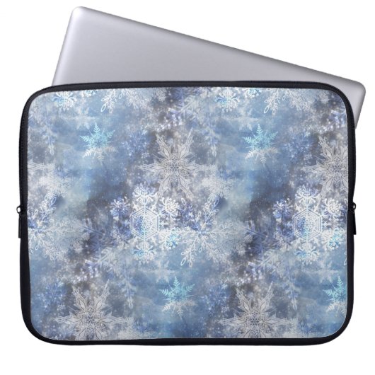 Eis und Schnee Textured Blue Weihnachtsmuster Laptopschutzhülle (Vorderseite)