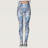 Eis und Schnee Textured Blue Weihnachtsmuster Leggings (Vorderseite)