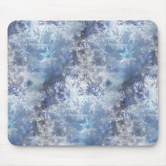 Eis und Schnee Textured Blue Weihnachtsmuster Mousepad (Vorne)