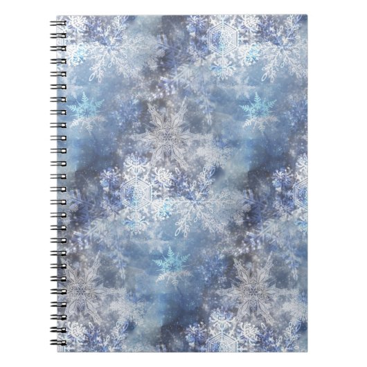 Eis und Schnee Textured Blue Weihnachtsmuster Notizblock (Vorderseite)