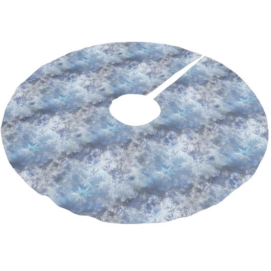 Eis und Schnee Textured Blue Weihnachtsmuster Polyester Weihnachtsbaumdecke (Schrägansicht)