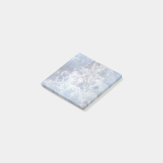 Eis und Schnee Textured Blue Weihnachtsmuster Post-it Klebezettel (angewinkelt)