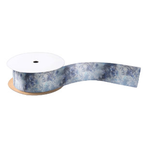 Eis und Schnee Textured Blue Weihnachtsmuster Satinband