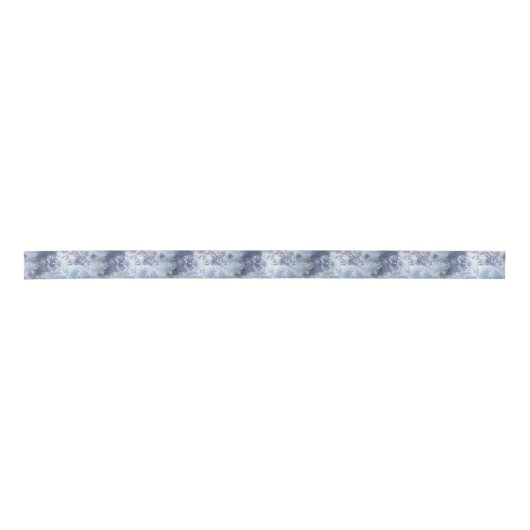 Eis und Schnee Textured Blue Weihnachtsmuster Satinband (Vorderseite)