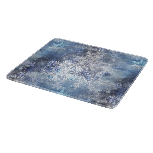Eis und Schnee Textured Blue Weihnachtsmuster Schneidebrett (Ecke)