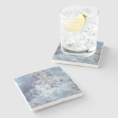 Eis und Schnee Textured Blue Weihnachtsmuster Steinuntersetzer (Seitenansicht)