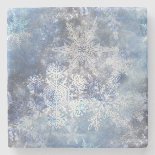 Eis und Schnee Textured Blue Weihnachtsmuster Steinuntersetzer (Vorderseite)