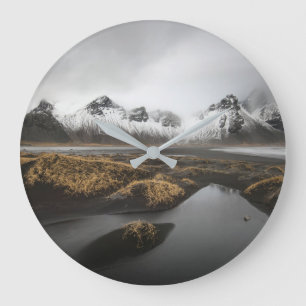 Eis und Schnee Vestrahorn Mountain, Island Große Wanduhr