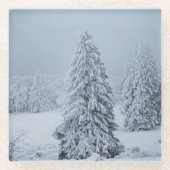 Eis und Schnee | Wald, Schweizer Alpen Glasuntersetzer (Vorderseite)