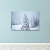 Eis und Schnee | Wald, Schweizer Alpen Leinwanddruck (Insitu (Holzboden))