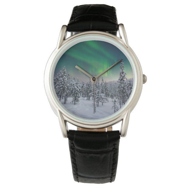 Eis und Schnee | Winterlandschaft, Finnland Armbanduhr (Vorderseite)