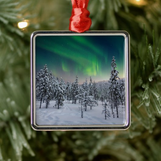 Eis und Schnee | Winterlandschaft, Finnland Ornament Aus Metall (Baum)