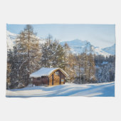 Eis und Schnee | Winterlogmelkabine Schweizer Alpe Geschirrtuch (Horizontal)
