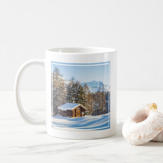 Eis und Schnee | Winterlogmelkabine Schweizer Alpe Kaffeetasse (Mit Donut)
