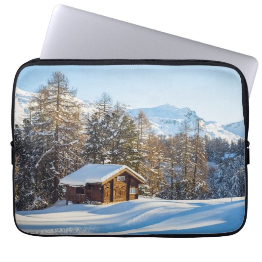 Eis und Schnee | Winterlogmelkabine Schweizer Alpe Laptopschutzhülle (Vorderseite)